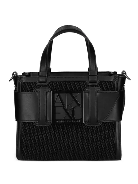 Geantă shopper Armani Exchange cu autograf negru