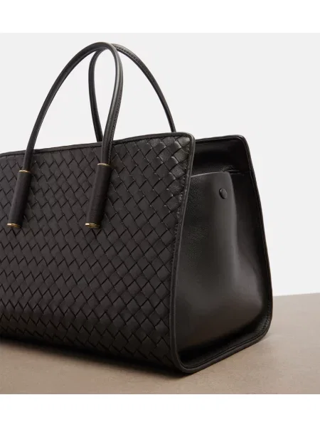 Usnjena shopper torbica Bottega Veneta rjava
