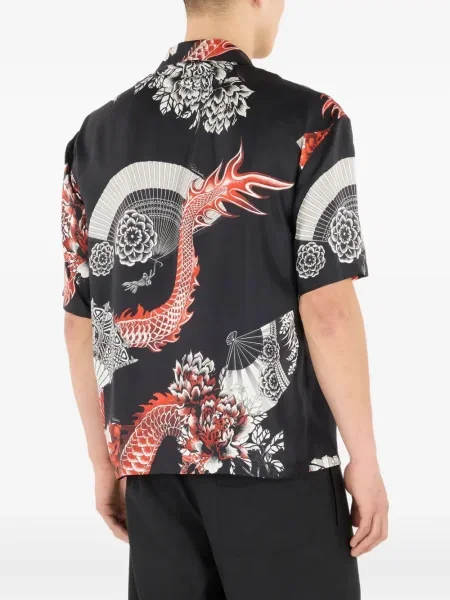 Svilena košulja Roberto Cavalli s printom crna