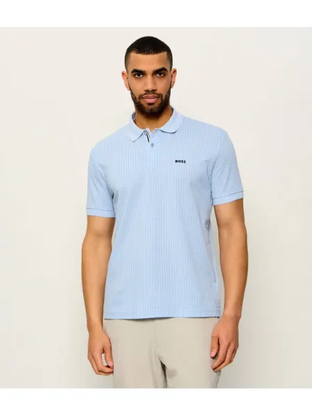Tricou polo Boss Green stretch albastru