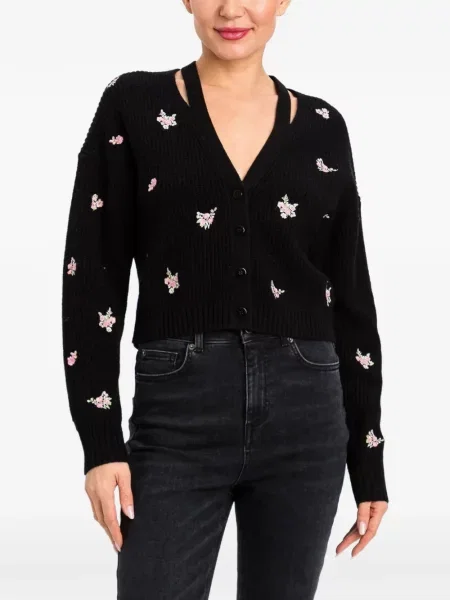 Cardigan Twinset cu model floral negru