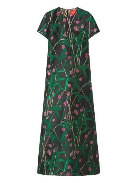 Sukienka midi La Doublej w kwiatki do kolan garniturowa czarna