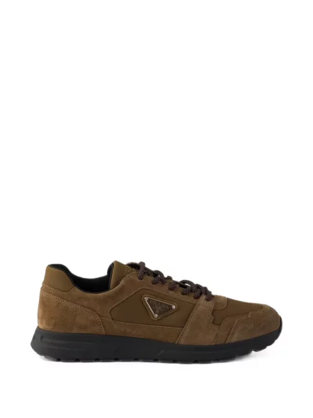 Sneakerși Prada din piele de căprioară maro