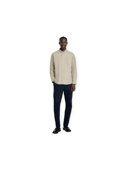 Cămașă Selected Homme din țesătură twill bej