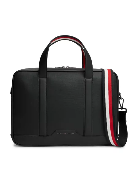 TOMMY HILFIGER Taška na notebook jasně červená bílá černá