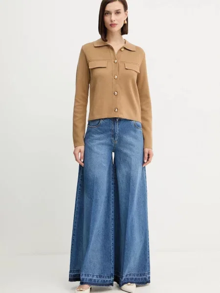 Кардиган з домішкою вовни Morgan легкий MIMDIE коричневий