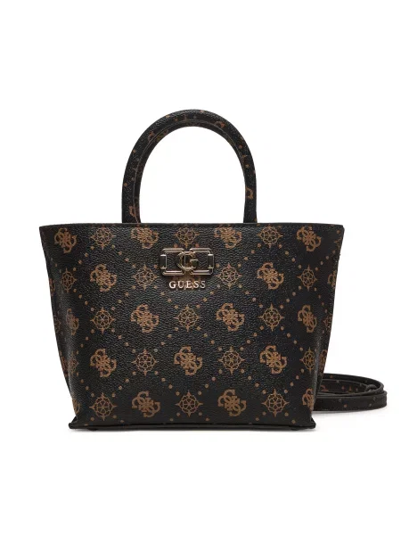 Guess Ročna torba Emelie Logo Mini rjava