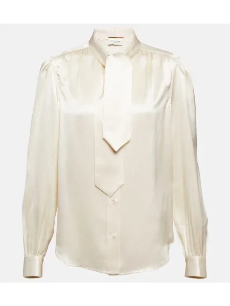 Bluză Saint Laurent din satin alb