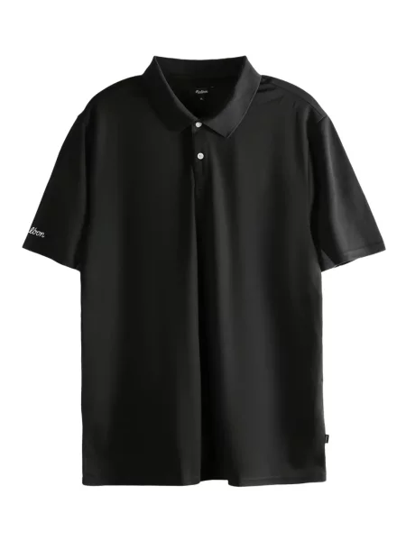 Golf koszulka polo Malbon Golf z nadrukiem czarna
