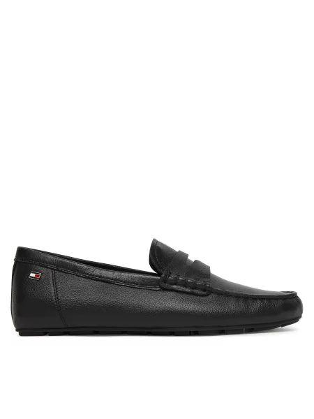 Mokasini Tommy Hilfiger Flag Leather Driver Loafer črna