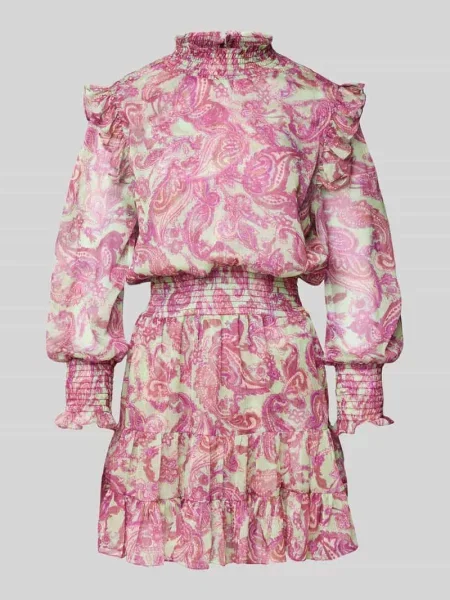 Sukienka koktajlowa ze wzorem paisley i marszczonymi detalami Adlysh