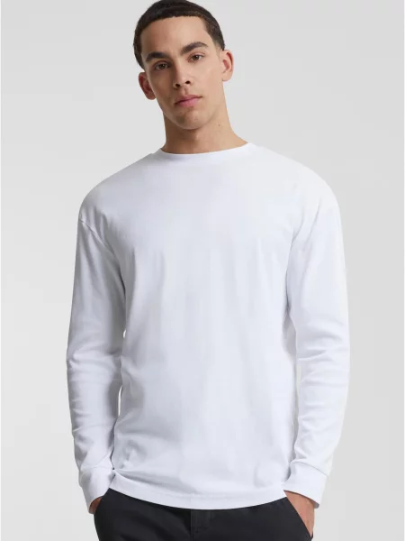 Tricou cu mânecă lungă Urban Classics alb