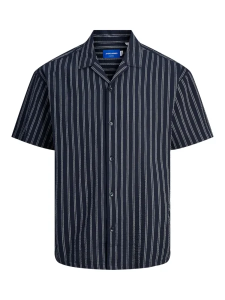 JACK & JONES Cămașă Easter Palma albastru noapte / murdar alb