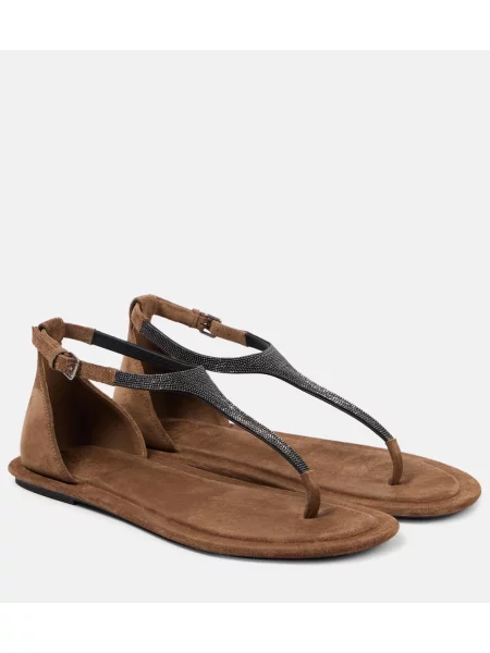 Stringi Brunello Cucinelli zamszowe beżowe