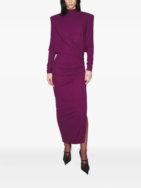 Rochie maxi Mugler drapată violet