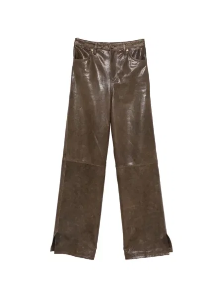 Pantaloni Golden Goose din piele verde