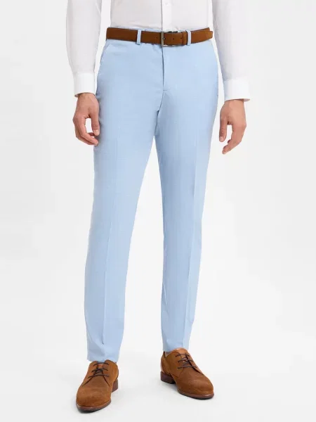 Finshley & Harding spodnie garniturowe Kalifornia Mężczyźni Slim Fit marmurkowy 42 niebieski