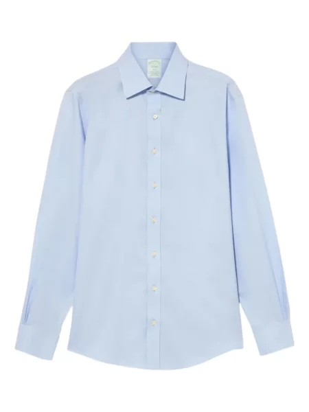 Gulerat cămașă Brooks Brothers din țesătură twill albastru