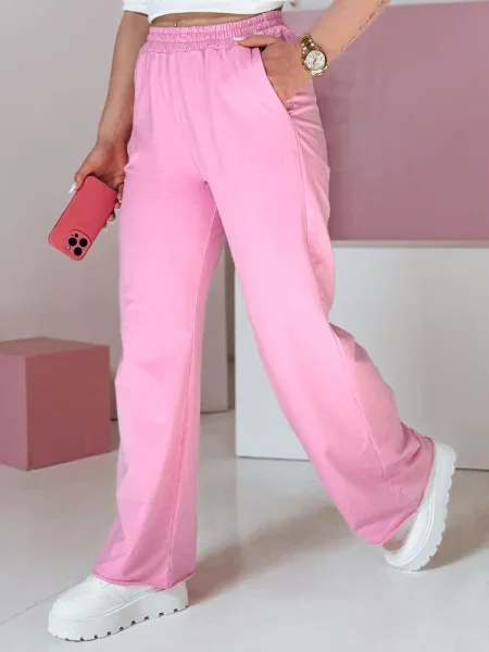 Spodnie dresowe wide leg DRESLINA Dstreet różowe