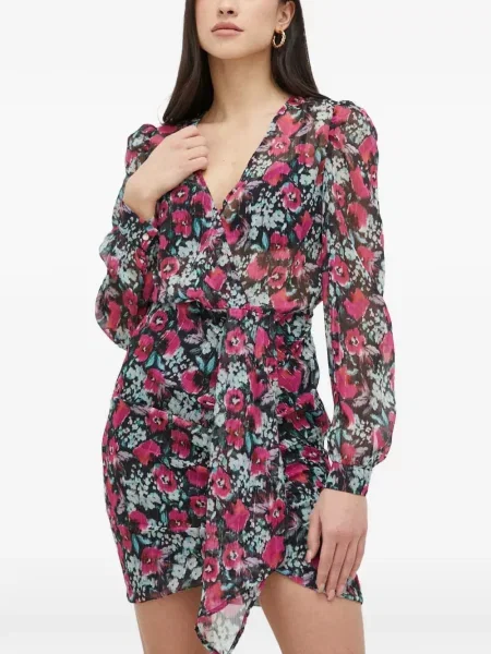 Rochie mini Morgan cu model floral cu decolteu în V de costum roz