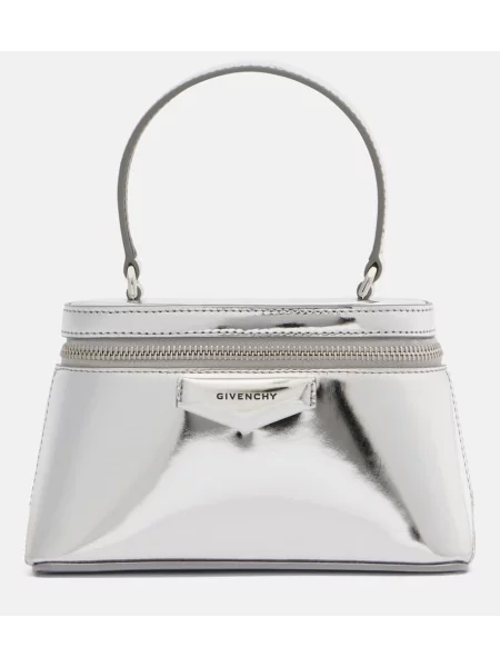 Geanta de piele Givenchy Antigona din piele argintiu