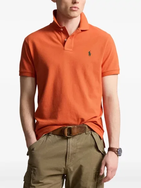 Tricou polo Polo Ralph Lauren cu glugă cu blană cu broderie roșu