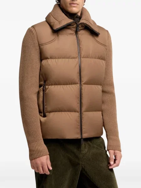 Geacă Moncler Grenoble tricotate maro