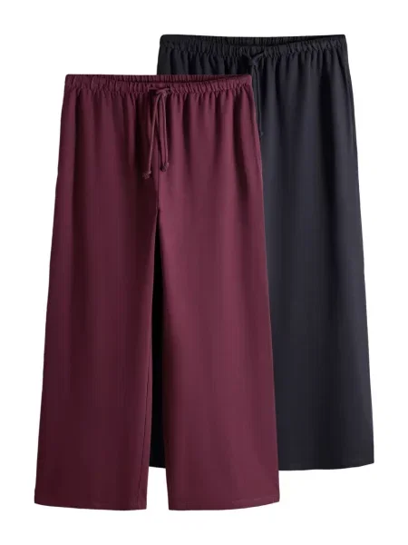 The Set Pantaloni bleumarin / burgundy roșu