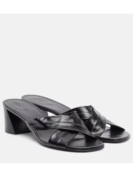 Papuci tip mules Khaite din piele negru