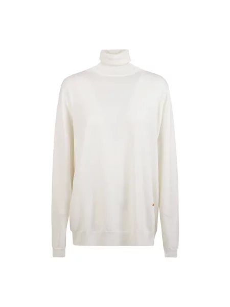 Sweter z golfem Moschino wełniany do golfa biały