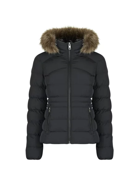 Blană artificială geacă Superdry cu glugă negru