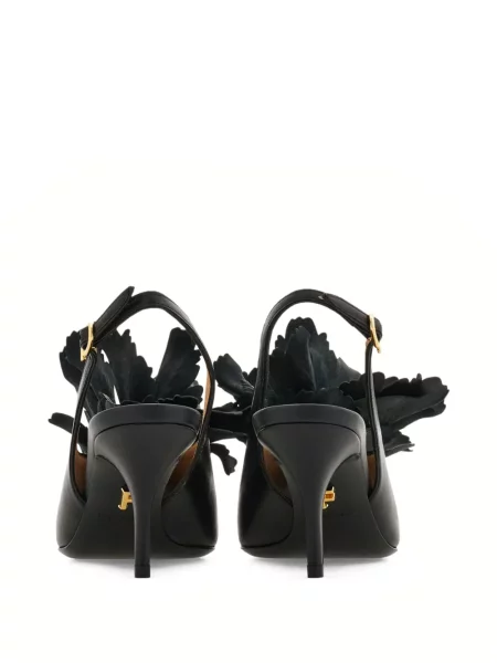 Pantofi cu toc Ferragamo cu model floral slingback negru