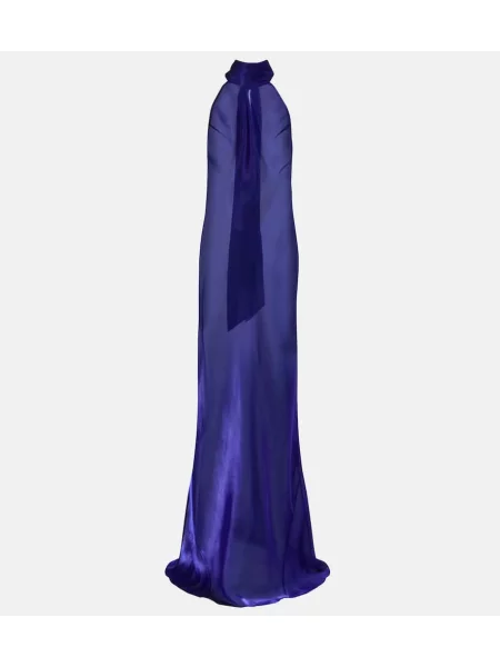 Przezroczysta sukienka Galvan z organzy niebieska