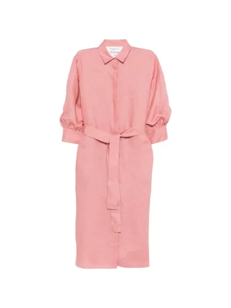 Sukienka koszulowa Le Sarte Pettegole wiązana garniturowa różowa