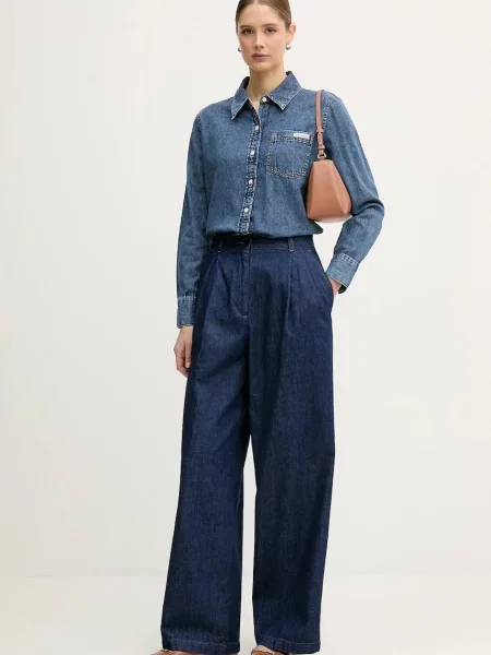 Calvin Klein Jeans koszula jeansowa regular z kołnierzykiem klasycznym niebieski