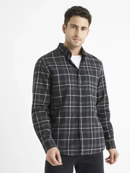 Karirasta srajca Celio siva