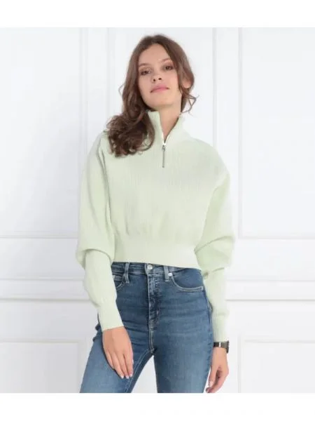 Calvin Klein Jeans Pulover HALF ZIP verde