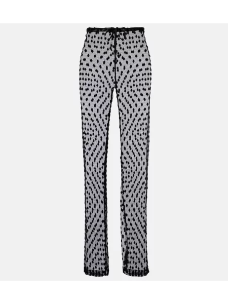 Spodnie Dries Van Noten w grochy z siateczką czarne