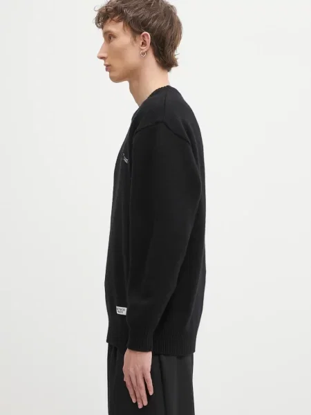 Μάλλινο πουλόβερ Wacko Maria Classic Crew Neck ανδρικό μαύρο