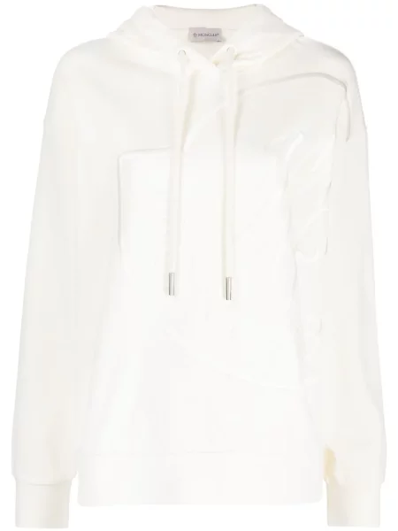 Суичър с качулка Moncler бродиран бяло