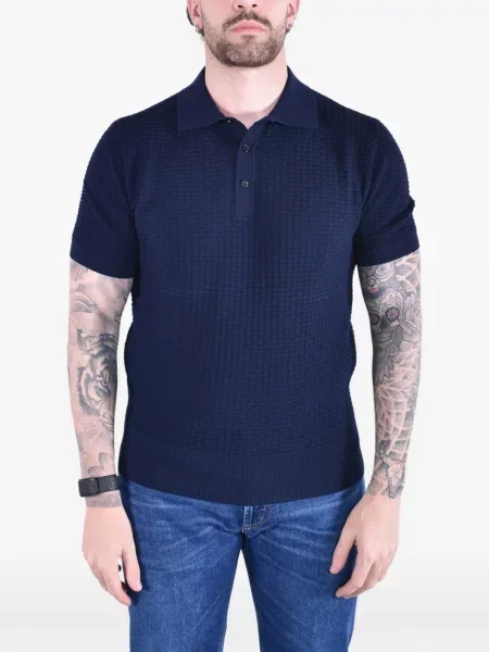 Tricou polo Kangra tricotate albastru