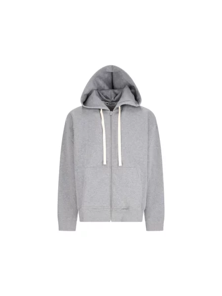Bluza z kapturem Jil Sander z kapturem z logo szara
