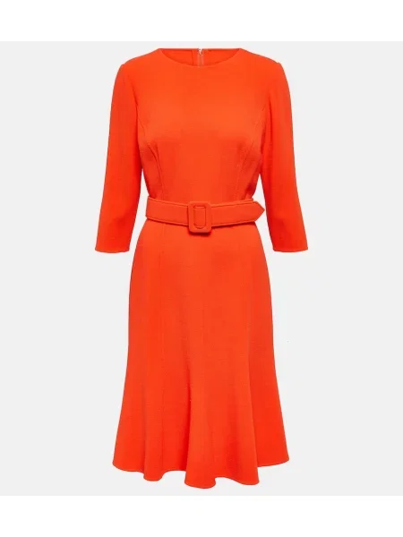 Volnena midi obleka Oscar De La Renta rdeča