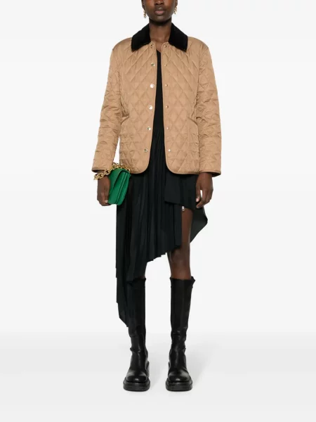Apykaklė striukė Burberry kordinis velvetas dygsniuotas