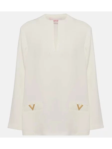 Top Valentino de mătase alb