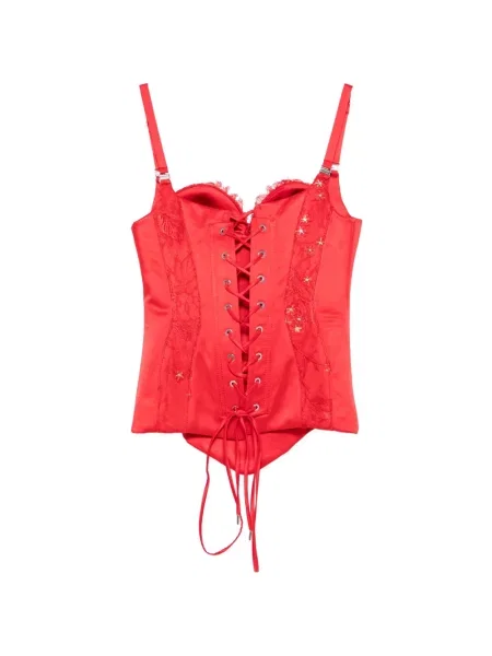 Top Mitiliane Couture din dantelă roșu