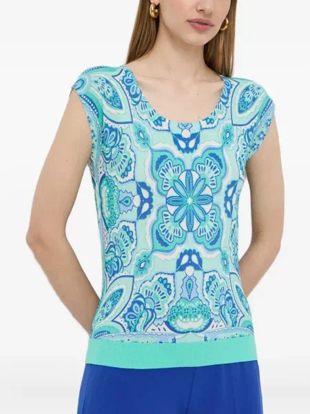 Top Luisa Spagnoli cu imagine cu model paisley albastru