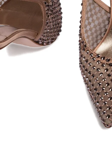 Pantofi cu toc Le Silla slingback de cristal maro