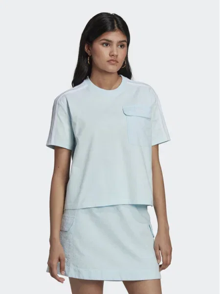 Adidas Tricou Adicolor Classics Poplin Back Loose Tee celest albastru