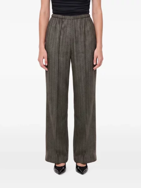 Pantaloni Forte_forte cu model herringbone gri